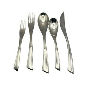 YAMAZAKI Alba Flatware Set Spoons Dinner Knife Fork Plain Slanted Tip Stainless